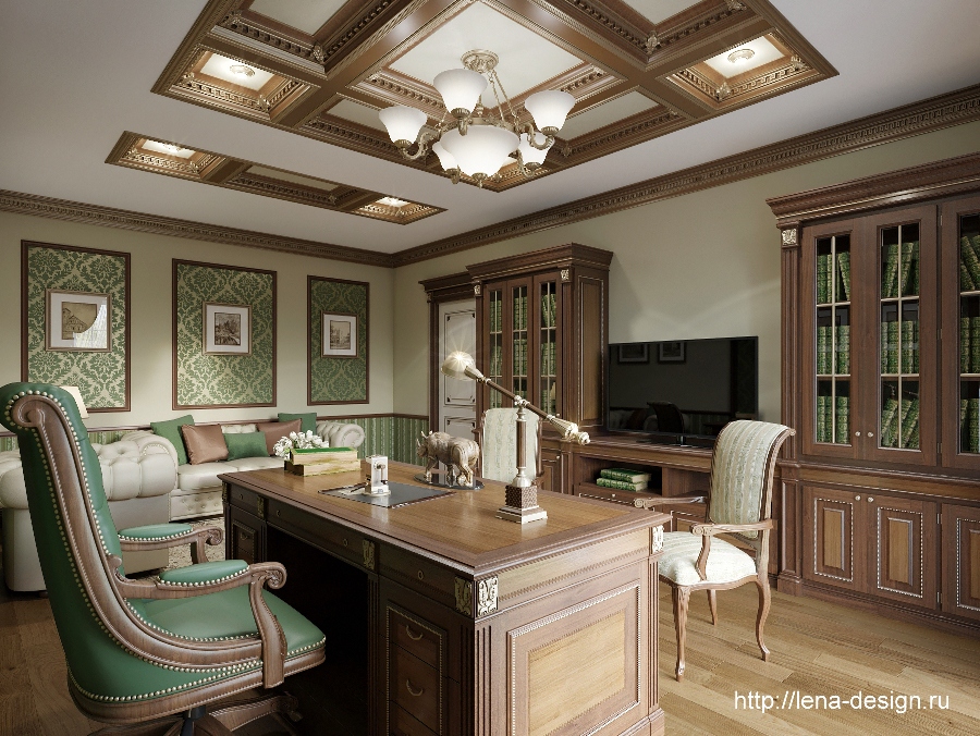 кабинет, дизайн кабинета, классический стиль, lena-design
